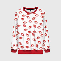 Свитшот женский Поцелуи - паттерн, цвет: 3D-красный