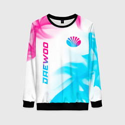 Женский свитшот Daewoo neon gradient style: надпись, символ