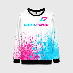 Свитшот женский Need for Speed neon gradient style: символ сверху, цвет: 3D-черный