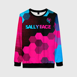 Женский свитшот Sally Face - neon gradient: символ сверху