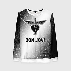 Свитшот женский Bon Jovi glitch на светлом фоне, цвет: 3D-белый