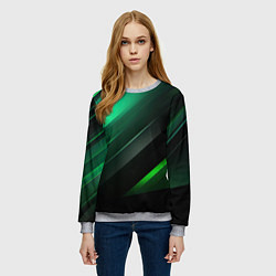Свитшот женский Black green abstract, цвет: 3D-меланж — фото 2