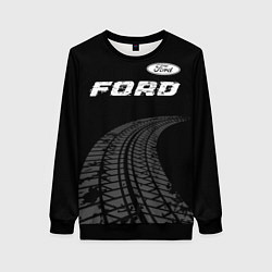 Женский свитшот Ford speed на темном фоне со следами шин: символ с