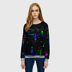Свитшот женский Глитч помехи, цвет: 3D-меланж — фото 2