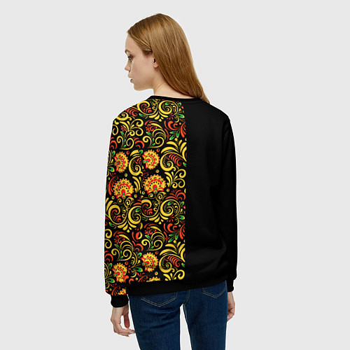 Женский свитшот Russia хохлома / 3D-Черный – фото 4