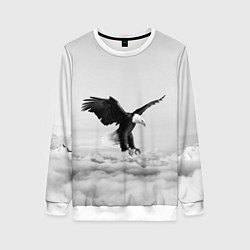 Женский свитшот Орёл в облаках черно-белый
