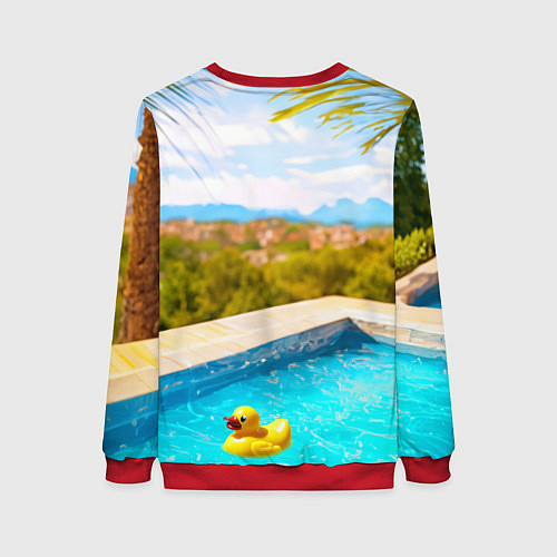 Женский свитшот Девушка на курорте у бассейна / 3D-Красный – фото 2