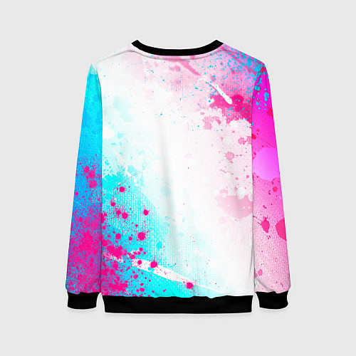 Женский свитшот One Piece neon gradient style: надпись, символ / 3D-Черный – фото 2