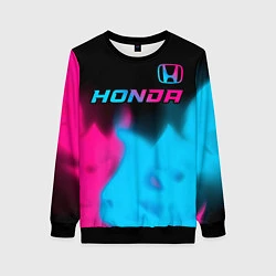Свитшот женский Honda - neon gradient: символ сверху, цвет: 3D-черный