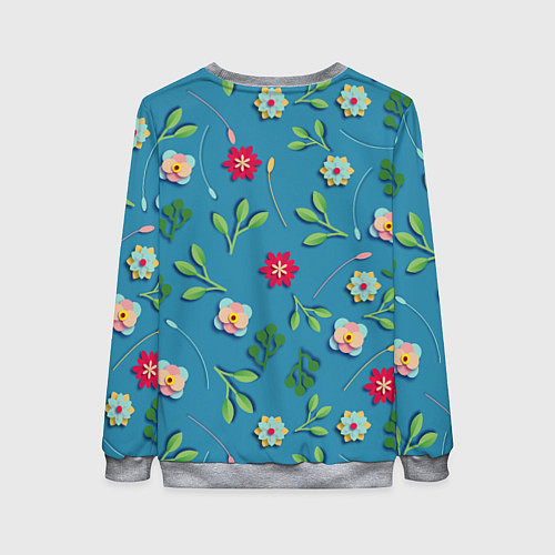 Женский свитшот Цветы и зеленые веточки / 3D-Меланж – фото 2