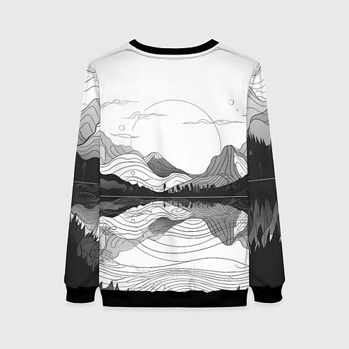 Женский свитшот Минималистичный пейзаж чб / 3D-Черный – фото 2