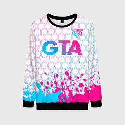 Женский свитшот GTA neon gradient style: символ сверху