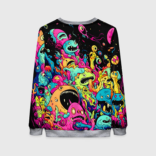 Женский свитшот Космические зубастые монстры / 3D-Меланж – фото 2