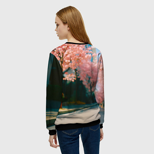 Женский свитшот Милая панда в пуховике / 3D-Черный – фото 4