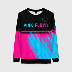 Свитшот женский Pink Floyd - neon gradient: символ сверху, цвет: 3D-черный
