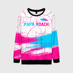 Свитшот женский Papa Roach neon gradient style: символ сверху, цвет: 3D-черный
