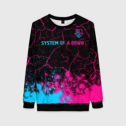 Свитшот женский System of a Down - neon gradient: символ сверху, цвет: 3D-черный
