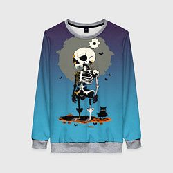 Женский свитшот Funny skeleton - neural network - halloween