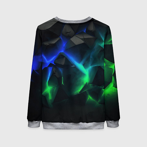 Женский свитшот Разлом синих и зеленых плит / 3D-Меланж – фото 2