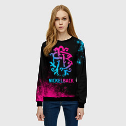 Свитшот женский Nickelback - neon gradient, цвет: 3D-черный — фото 2