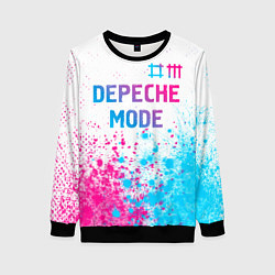 Свитшот женский Depeche Mode neon gradient style: символ сверху, цвет: 3D-черный
