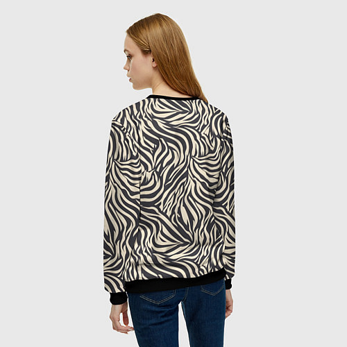 Женский свитшот Зебра паттерн / 3D-Черный – фото 4
