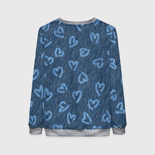 Женский свитшот Hearts on denim / 3D-Меланж – фото 2