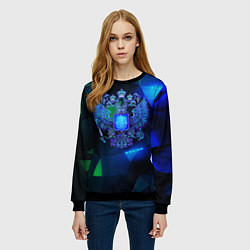 Свитшот женский Неоновый герб РФ, цвет: 3D-черный — фото 2