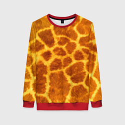 Свитшот женский Шкура жирафа - текстура, цвет: 3D-красный