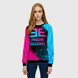 Свитшот женский Imagine Dragons - neon gradient, цвет: 3D-черный — фото 2