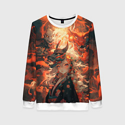 Женский свитшот Девчонка в маске демонического дракона