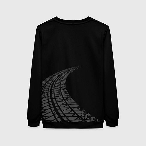 Женский свитшот Jaguar speed на темном фоне со следами шин: надпис / 3D-Черный – фото 2