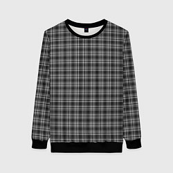Свитшот женский Черно-белая шотландка, цвет: 3D-черный