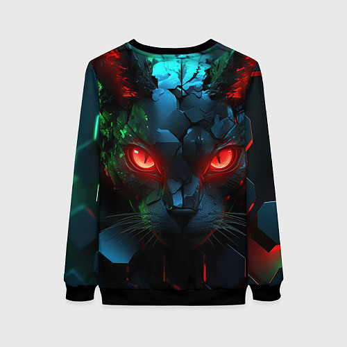Женский свитшот Cyberpunk cat / 3D-Черный – фото 2