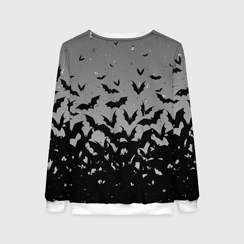 Женский свитшот Серый фон и летучие мыши / 3D-Белый – фото 2