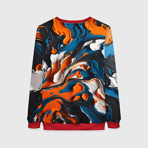 Женский свитшот Акриловые краски - оранжевые / 3D-Красный – фото 2