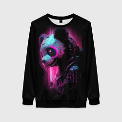 Женский свитшот Панда киберпанк в фиолетовом свете