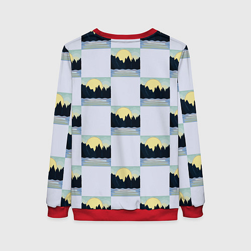 Женский свитшот Пейзаж горы и солнце / 3D-Красный – фото 2