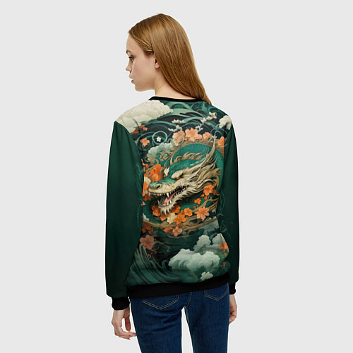 Женский свитшот Облачный дракон Irezumi / 3D-Черный – фото 4
