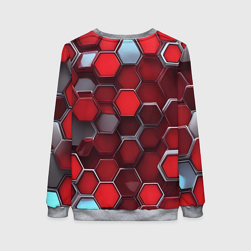 Женский свитшот Cyber hexagon red / 3D-Меланж – фото 2