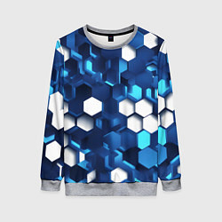 Женский свитшот Cyber hexagon Blue