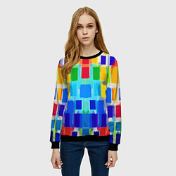 Свитшот женский Colorful strips - pop art - vogue, цвет: 3D-черный — фото 2