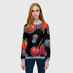 Свитшот женский Плоды и ягоды, цвет: 3D-меланж — фото 2