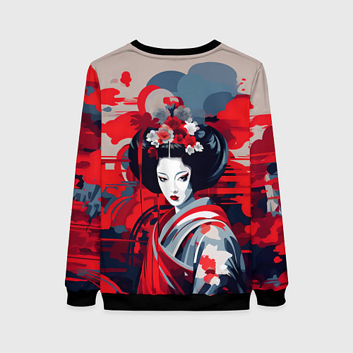 Женский свитшот Geisha vector style / 3D-Черный – фото 2