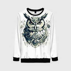 Женский свитшот Красавица сова рисованная карандашом