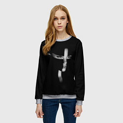 Свитшот женский Красивая монахиня - готический крест, цвет: 3D-меланж — фото 2