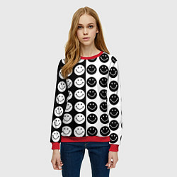 Свитшот женский Smiley black and white, цвет: 3D-красный — фото 2