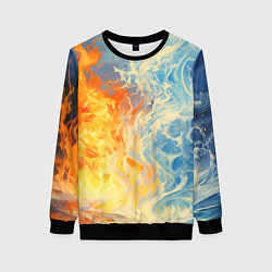 Женский свитшот Вода и пламя абстракция