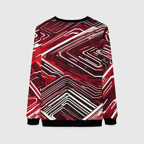 Женский свитшот Кибер линии красный-белый / 3D-Черный – фото 2