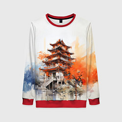 Свитшот женский Японский замок, цвет: 3D-красный